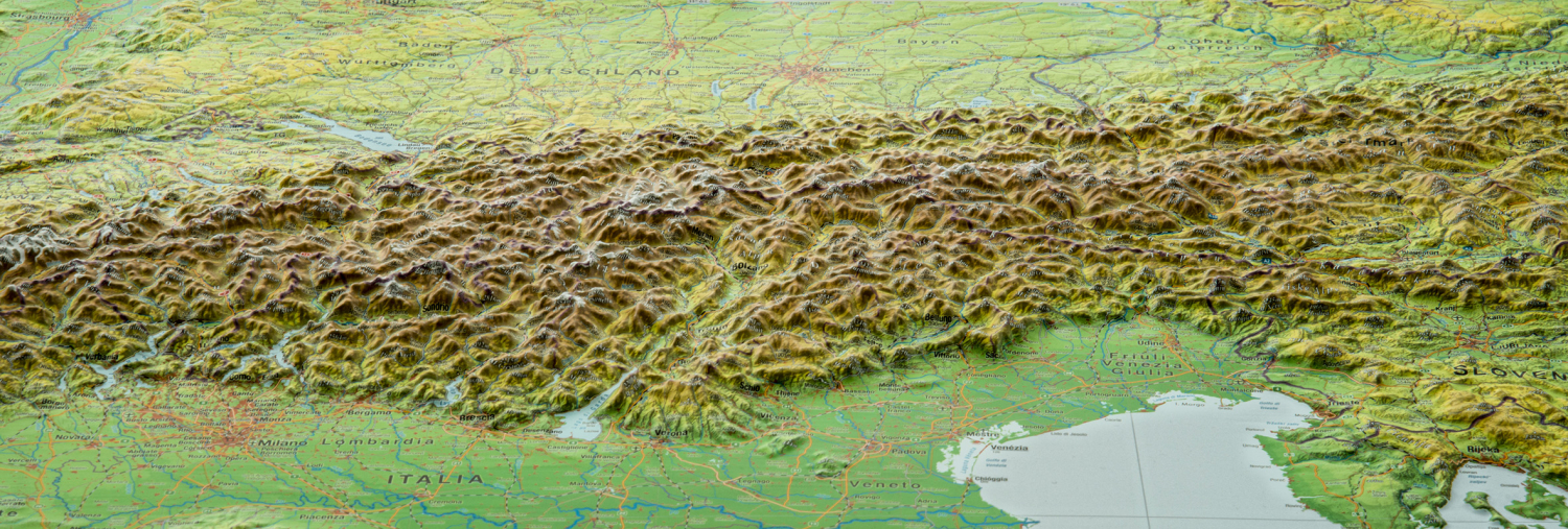 3D Raised Relief Map Alps Large - Georelief GbR - Made In Germany